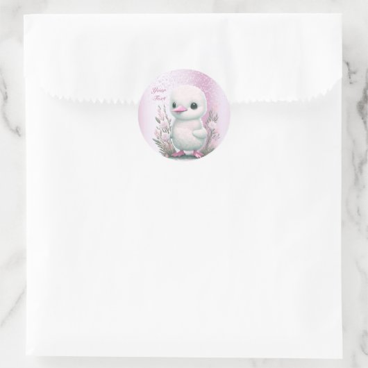 Witte eend roze bloemige Sticker (Tas)