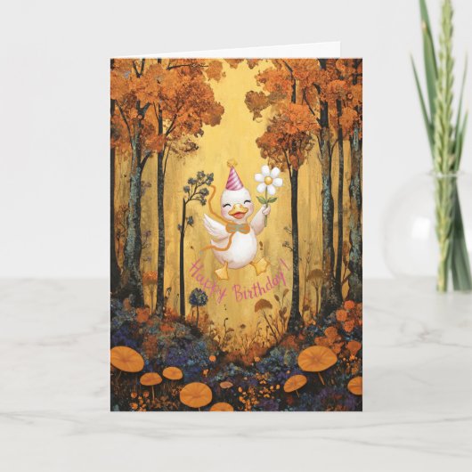 Witte eend wenst kind een gelukkige verjaardag Kaa Feestdagen Kaart (Voorkant)