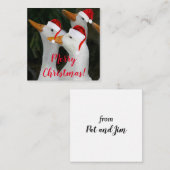 Witte eenden die rode kerstmannen hoeden dragen notitiekaartje (Voorkant / Achterkant)