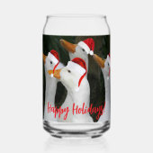 Witte eenden dragen rode kerstmutsen vakantie blikvorm glas (Voorkant)