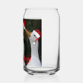 Witte eenden dragen rode kerstmutsen vakantie blikvorm glas (Links)