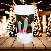 Witte eenden dragen rode kerstmutsen vakantie glas