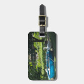 Witte eenden en een zwembad bagagelabel (Voorkant verticaal)