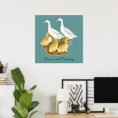 Witte eenden en eendjes poster (Thuiskantoor)