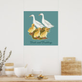Witte eenden en eendjes poster (Keuken)