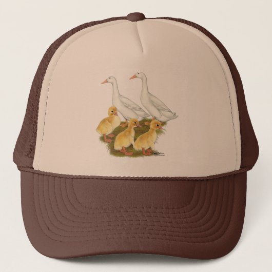 Witte eenden en eendjes trucker pet (Voorkant)
