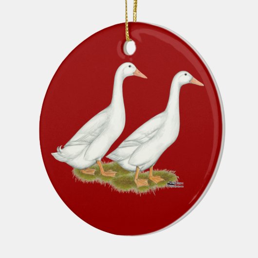 Witte eenden keramisch ornament (Links)