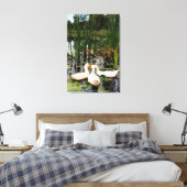 Witte eenden, lendenkussens, cattails, meeroever canvas afdruk (Insitu (Slaapkamer))