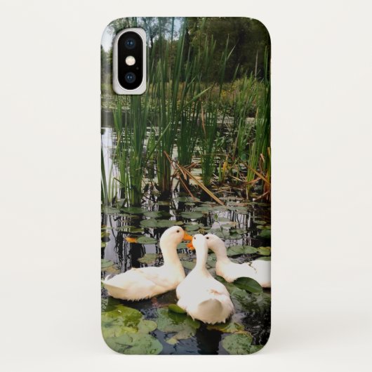 Witte eenden, lendenkussens, cattails, meeroever Case-Mate iPhone case (Achterkant)