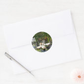 Witte eenden, lendenkussens, cattails, meeroever ronde sticker (Envelop)