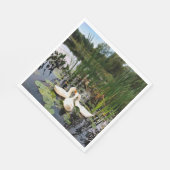 Witte eenden, lendenkussens, cattails, meeroever servet (Hoek)