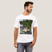 Witte eenden, lendenkussens, cattails, meeroever t-shirt (Voorkant volledig)