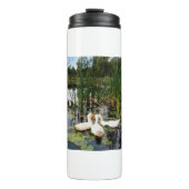 Witte eenden, lendenkussens, cattails, meeroever thermosbeker (Voorkant)