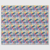 Witte eenden lopen in de regen cadeaupapier (Vlak)