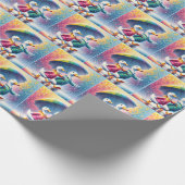 Witte eenden lopen in de regen cadeaupapier (Hoek)