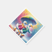 Witte eenden lopen in de regen servet (Hoek)