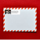 Witte eenden met rode kerstmutsen Retouradres Etiket