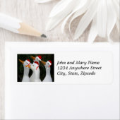 Witte eenden met rode kerstmutsen Retouradres Etiket (Insitu)