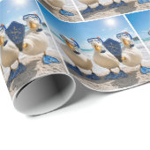 Witte eenden met snorkelapparatuur cadeaupapier (Rol Hoek)