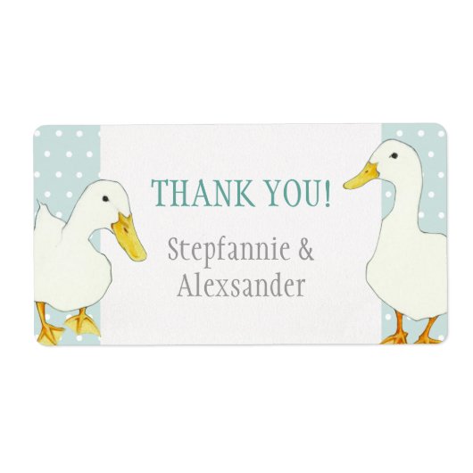 Witte eenden stippen bruiloft dank u Sticker (Voorkant)