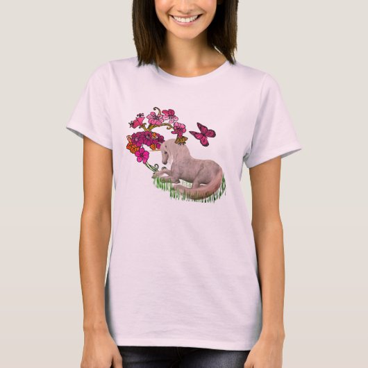 Witte eendriekhoorn en bloemen t-shirt (Voorkant)
