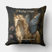 Witte Eenhoorn Blauwe Vlinder Vleugels Fee Paard Kussen (Voorkant)