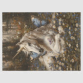 Witte Eenhoorn Blauwe Vlinderweide Floral Fantasy Tissuepapier (Voorkant)