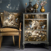 Witte Eenhoorn Blauwe Vlinderweide Floral Fantasy Tissuepapier