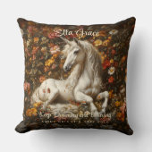  Witte Eenhoorn Bloemen Fantasy Art Sprookje Kussen (Voorkant)