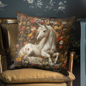  Witte Eenhoorn Bloemen Fantasy Art Sprookje Kussen