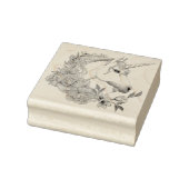 Witte Eenhoorn Bloemen Roze Zwart Rubberstempel (Stempel)