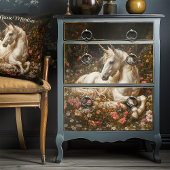 Witte Eenhoorn Bloemen Sprookjesweide Fantasy Art Tissuepapier