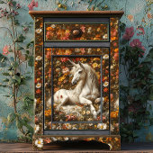 Witte Eenhoorn Bloemenweide Fantasy Art Sprookje Tissuepapier