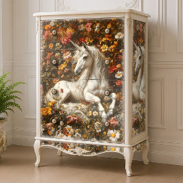 Witte Eenhoorn Bloemrijke Weide Fantasie Kunst Spr Tissuepapier