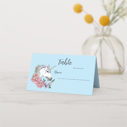 Witte Eenhoorn Bruiloft Plaatskaartje (Voorkant)