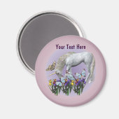 Witte eenhoorn en vlinders fantasie magneet (Voorkant / Achterkant)