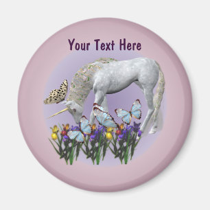 Witte eenhoorn en vlinders fantasy Magnet