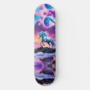 Witte eenhoorn fantasie tropisch strand persoonlijk skateboard