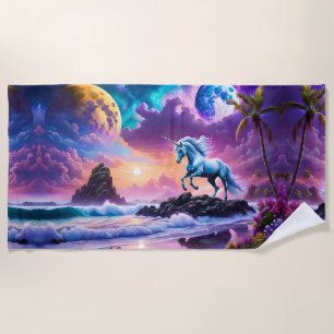 Witte eenhoorn fantasie tropisch strand strandlaken