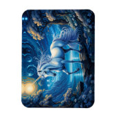 Witte eenhoorn fantasie volle maan magneet (Verticaal)