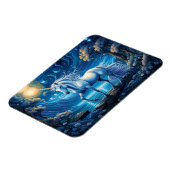 Witte eenhoorn fantasie volle maan magneet (Linkerzijde)