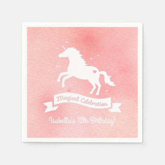 Witte Eenhoorn Fantasy Meisjes Verjaardagsfeestje  Servetten (Voorkant)
