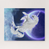 Witte eenhoorn fokken op de maan legpuzzel (Horizontaal)
