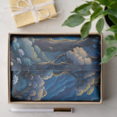 Witte Eenhoorn in Blauw Volle Maan Tissuepapier (Geschenk)