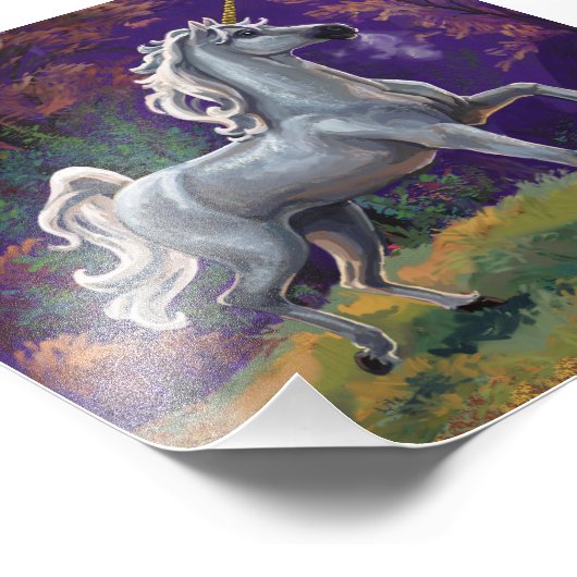 Witte Eenhoorn in een Glade Foto Afdruk (Hoek)