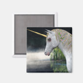 Witte eenhoorn in mist fantasy Magnet (Voorkant / Achterkant)