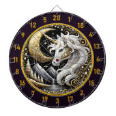 Witte eenhoorn inspireert focus en verwondering dartbord (Voorkant)
