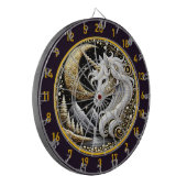 Witte eenhoorn inspireert focus en verwondering dartbord (Voorkant Links)