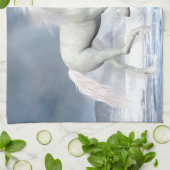 Witte eenhoorn keukenhanddoek (Gevouwen)