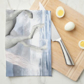 Witte eenhoorn keukenhanddoek (Quarter Fold)